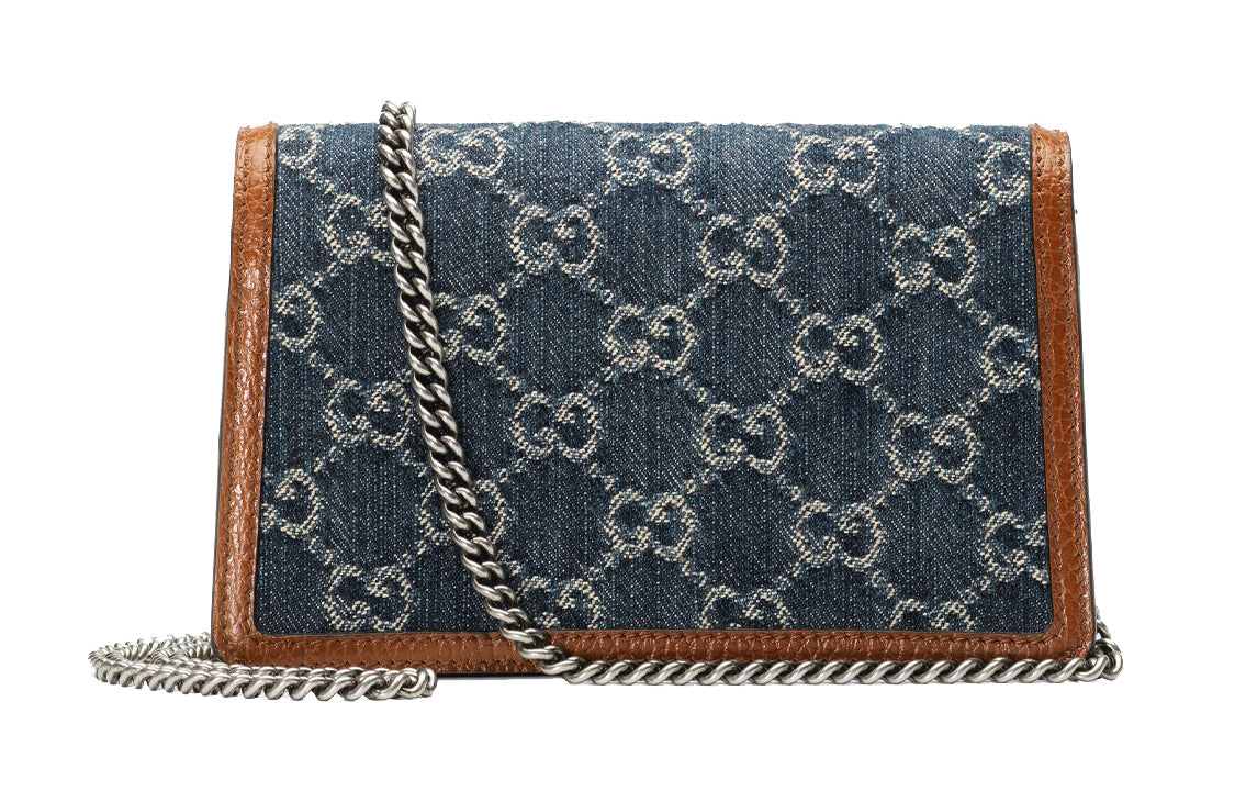 (WMNS) GCCI Dionysus Logo Denim Messenger Bag Gray Blue / Brown Retro 476432-2KQFN-4483