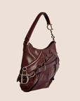 CHRISTIAN D1OR 2007 BURGUNDY LEATHER CORSET BAG
