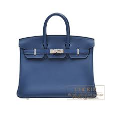 HMS Birkin 25cm Handbag 6068 dark blue silver
