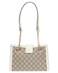 (WMNS) GCCI Padlock Metallic Logo Canvas Chain handbag Small / White 498156-KHNKG-9761