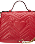 (WMNS) GCCI GG Marmont Gold Logo Distress Leather Chain handbag Small Red Classic 498110-DTDIT-6433