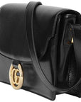 (WMNS) GCCI GG Ring Gold Logo Leather Shoulder Messenger Bag Small Black Classic 589474-1DB0G-1000