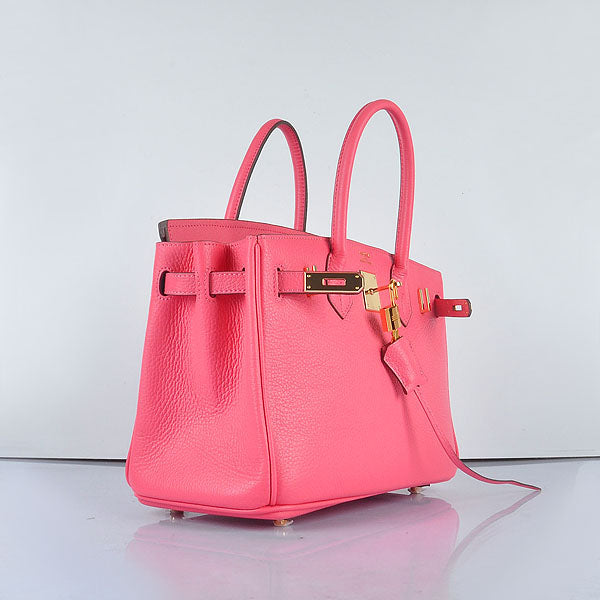 HMS Birkin 30cm Togo Leather Handbags Lip Pink Golden
