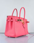 HMS Birkin 30cm Togo Leather Handbags Lip Pink Golden