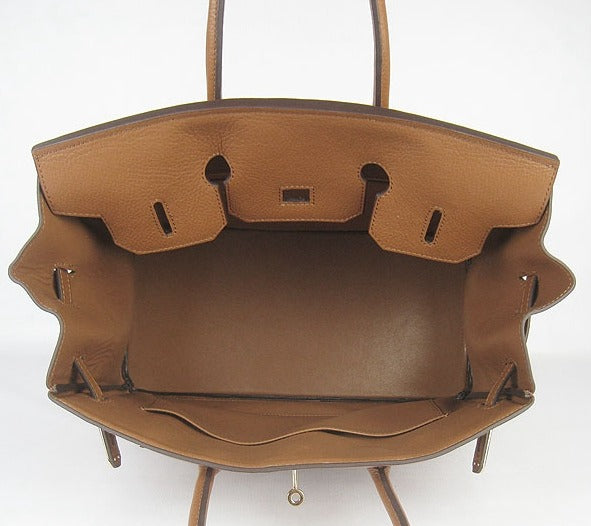 HMS Birkin 35cm Togo Leather Handbags Light Coffee Golden