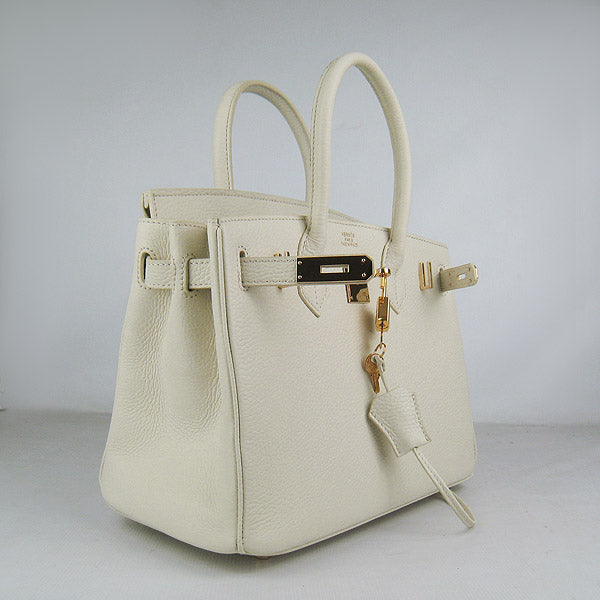 HMS Birkin 30cm Togo Leather Handbags Beige Golden