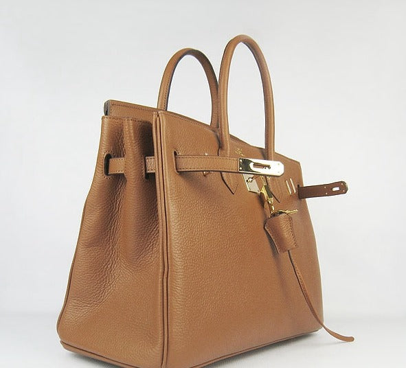 HMS Birkin 35cm Togo Leather Handbags Light Coffee Golden