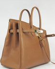 HMS Birkin 35cm Togo Leather Handbags Light Coffee Golden