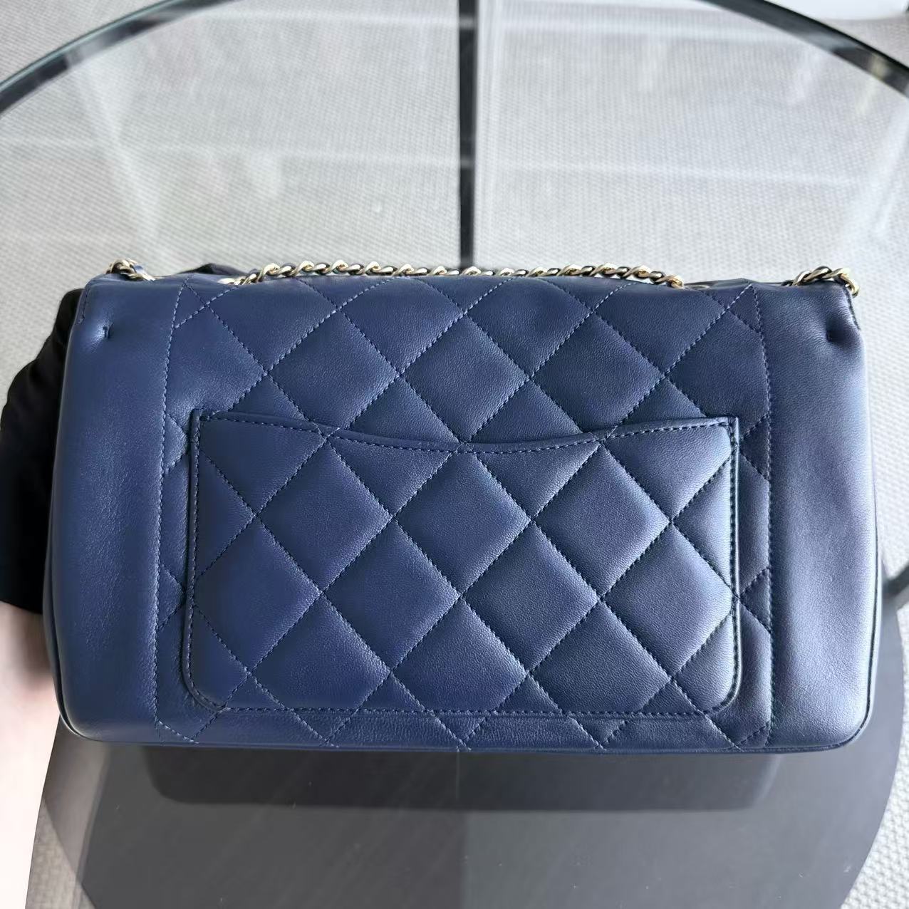 *Rare 2015 Re-issue* CH Diana - 28CM Quilted Lambskin Dark Blue Gold Hardware Series 20