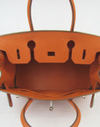 HMS Birkin 30cm Togo Leather Handbags Orange Silver