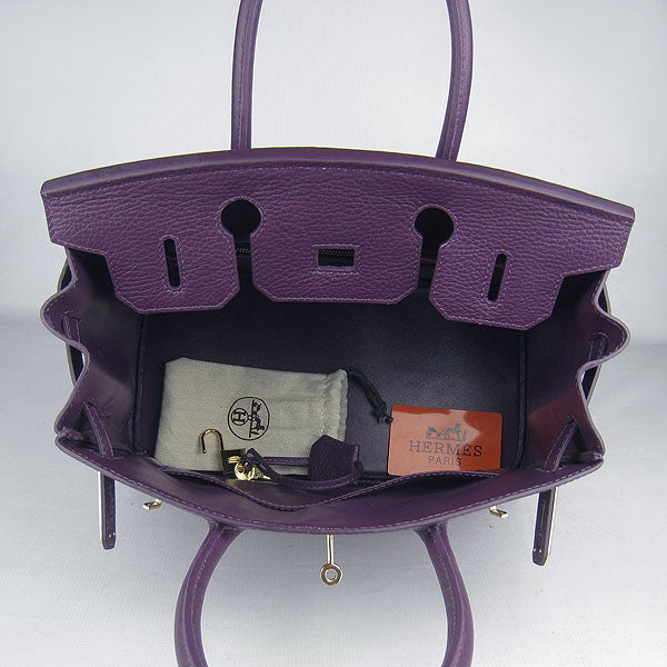HMS Birkin 30cm Togo leather Handbags purple golden