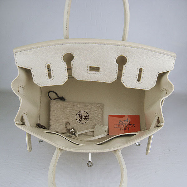 HMS Birkin 30cm Togo leather Handbags beige silver