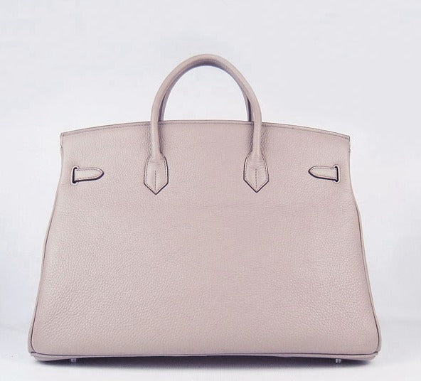 HMS Birkin 35cm Togo Leather Handbags 6099 Grey Silver