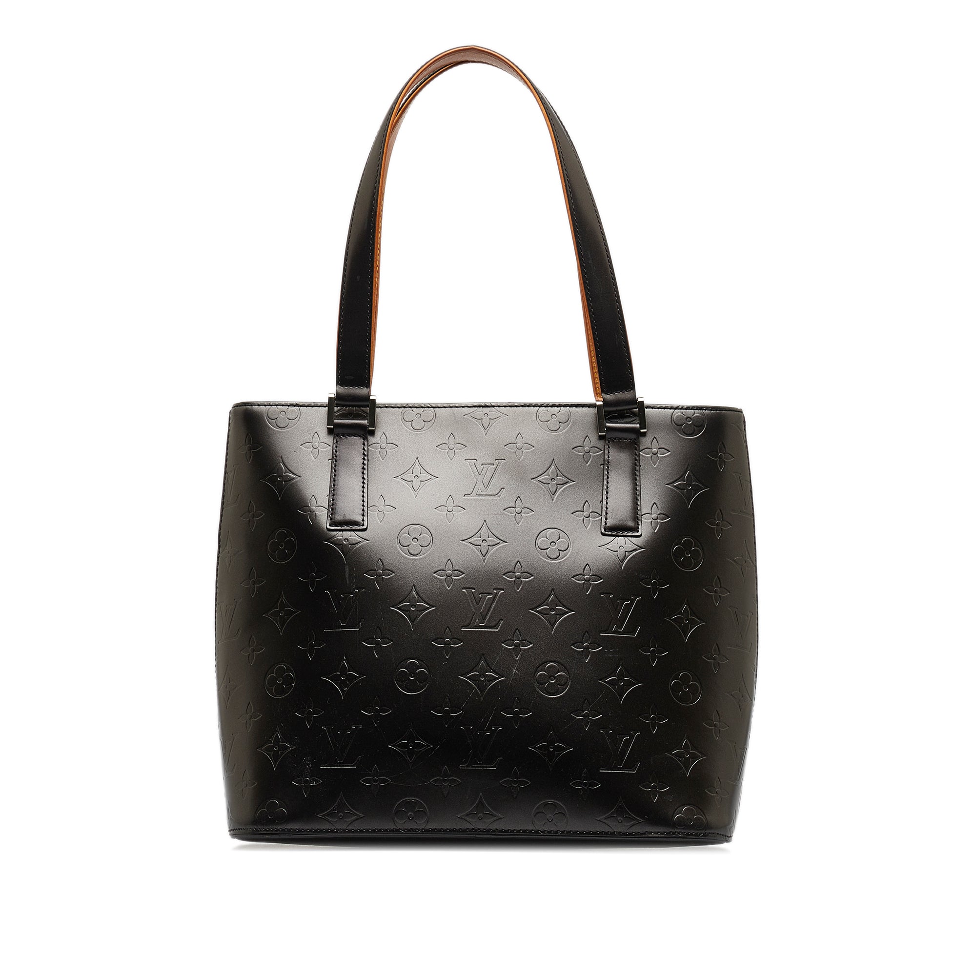 Black LV Monogram Mat Stockton Tote Bag