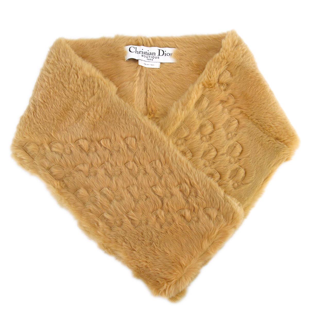Christian D1OR Beige Fur Scarf Stole Small Good