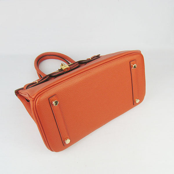 HMS Birkin 30cm Togo Leather Handbags Orange Golden