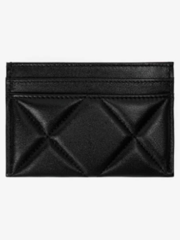19 Gold Chain Logo Quilted Lambskin Card Wallet Black CH