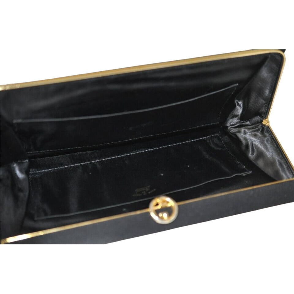1960's GCCI mod black silk interlocking GG clutch purse