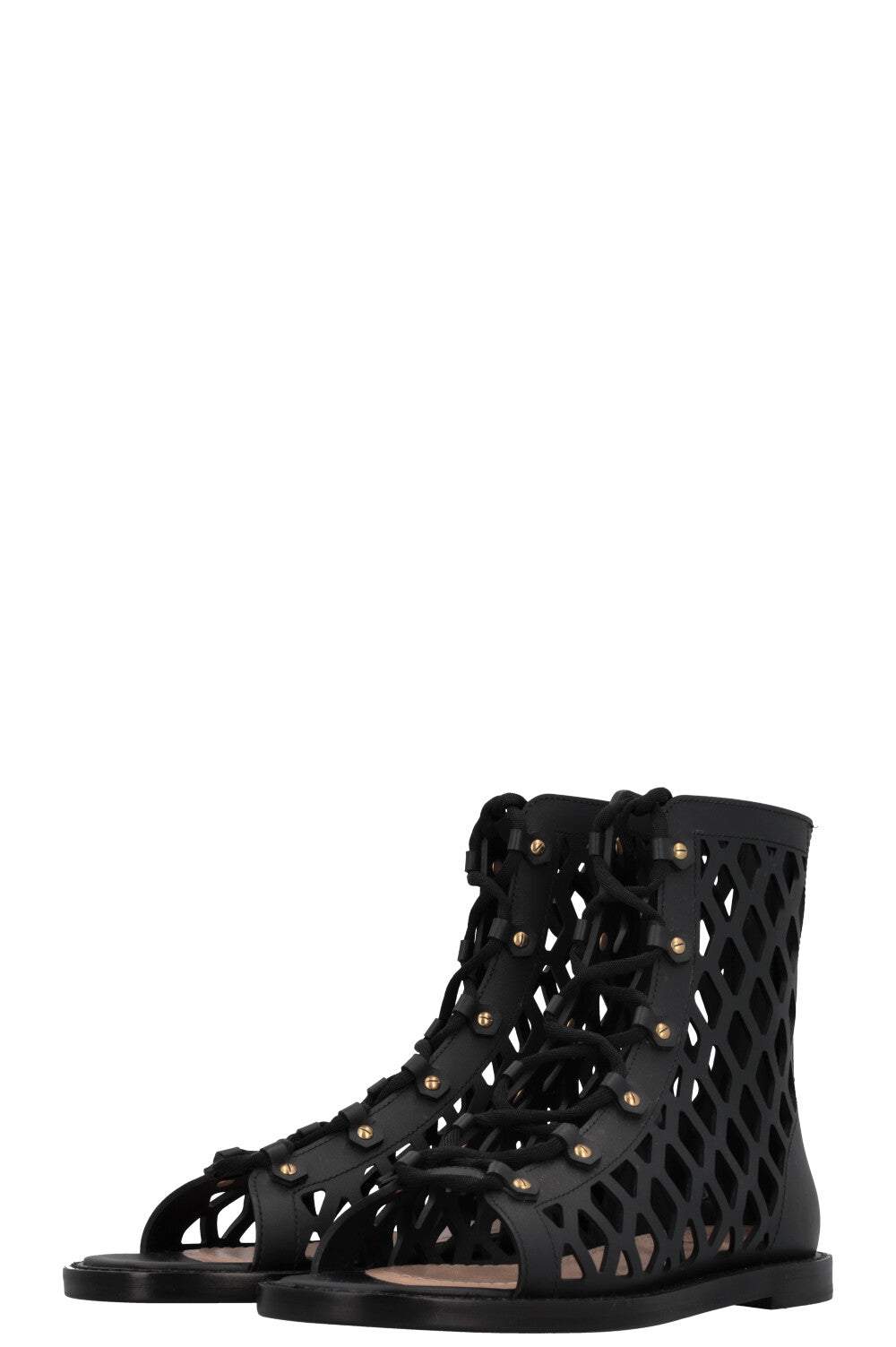 CHRISTIAN D1OR Cage Sandals Leather Black
