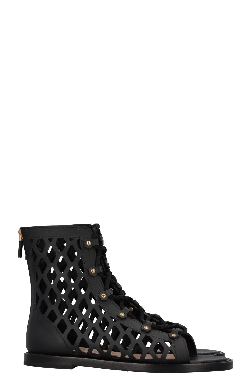 CHRISTIAN D1OR Cage Sandals Leather Black