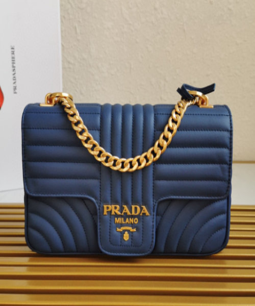 PRD Diagramme Medium Leather Bag Dark Blue
