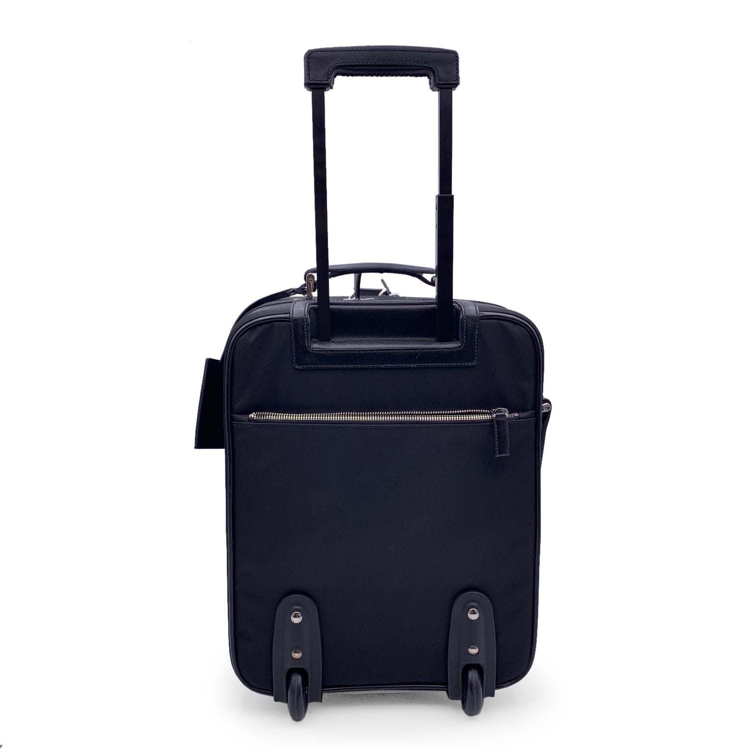 PRD Black Nylon Rolling Suitcase Wheeled Travel Bag Trolley