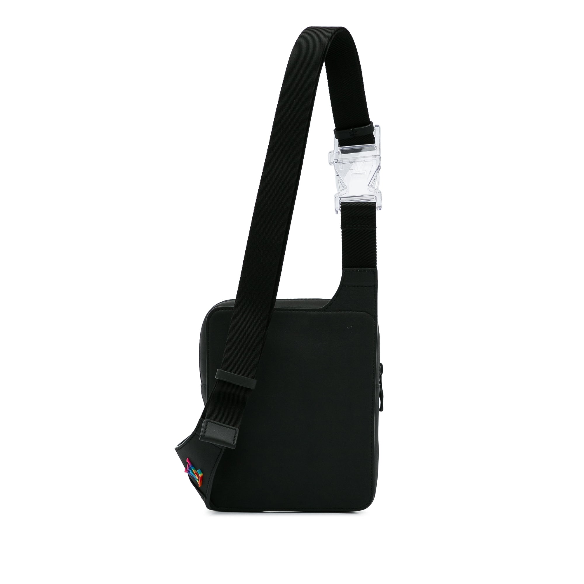 Black LV Monogram A4 Lambskin Puffer Asymmetrical Sling Bag