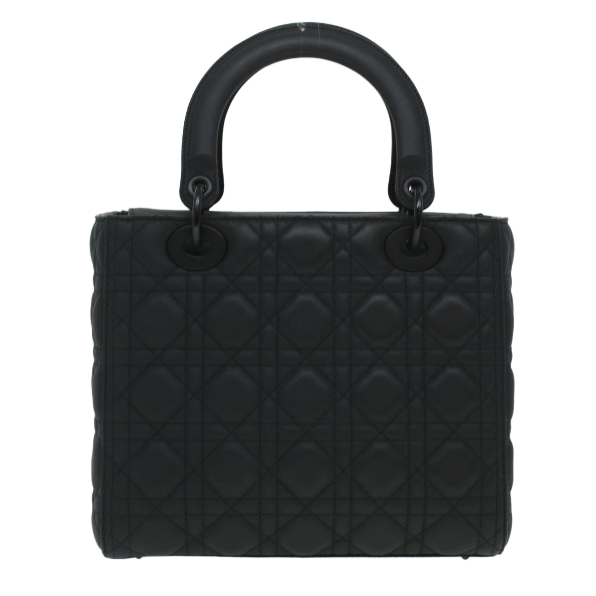 CHRISTIAN D1OR Canage Lady D1OR Hand Bag Calfskin Black M0566SLOI Auth 36776A