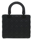 CHRISTIAN D1OR Canage Lady D1OR Hand Bag Calfskin Black M0566SLOI Auth 36776A