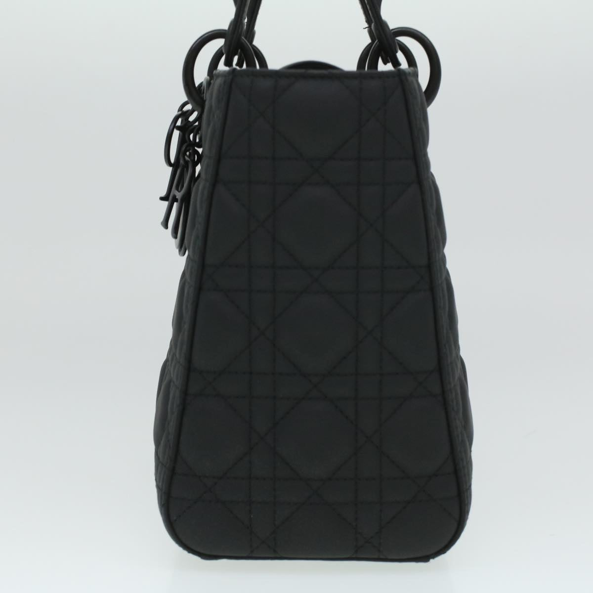 CHRISTIAN D1OR Canage Lady D1OR Hand Bag Calfskin Black M0566SLOI Auth 36776A