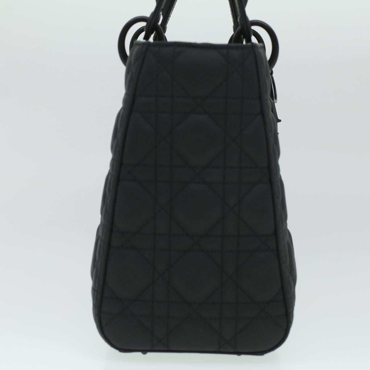 CHRISTIAN D1OR Canage Lady D1OR Hand Bag Calfskin Black M0566SLOI Auth 36776A