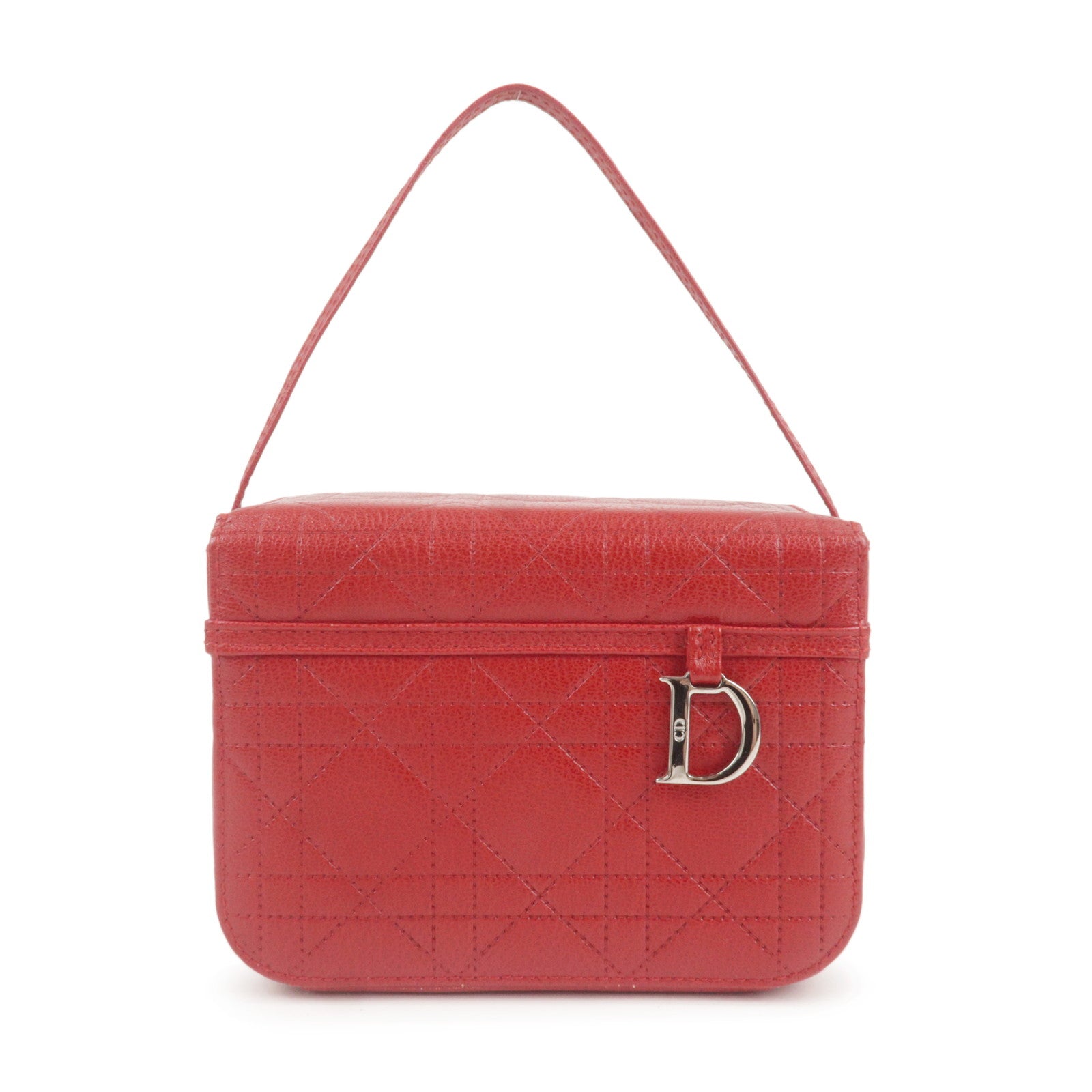 Christian D1OR Cannage Leather Vanity Bag Hand Bag Red