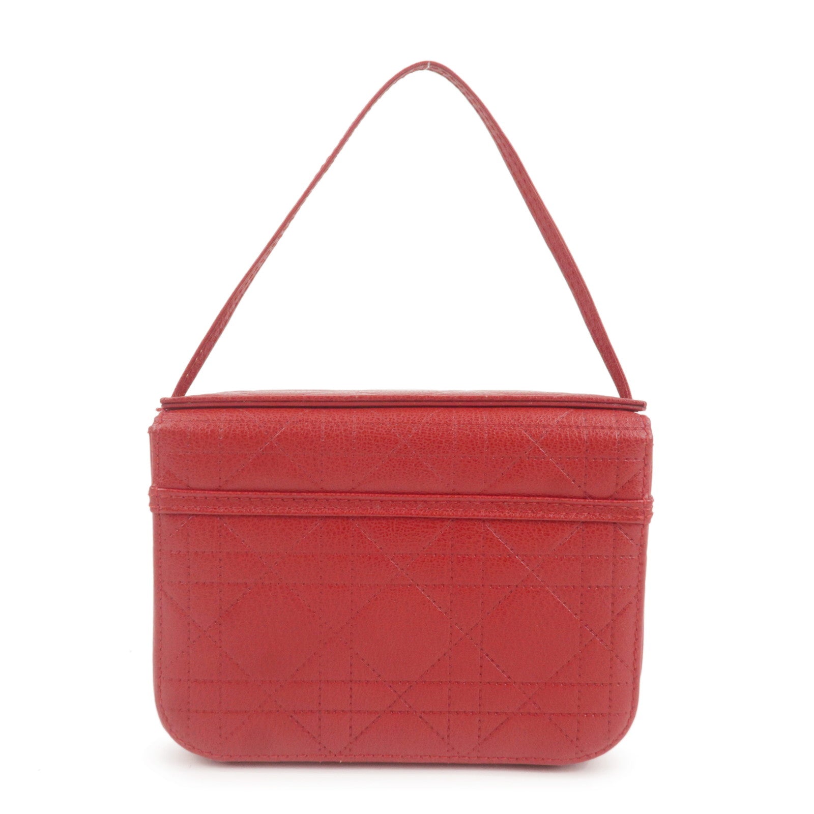 Christian D1OR Cannage Leather Vanity Bag Hand Bag Red