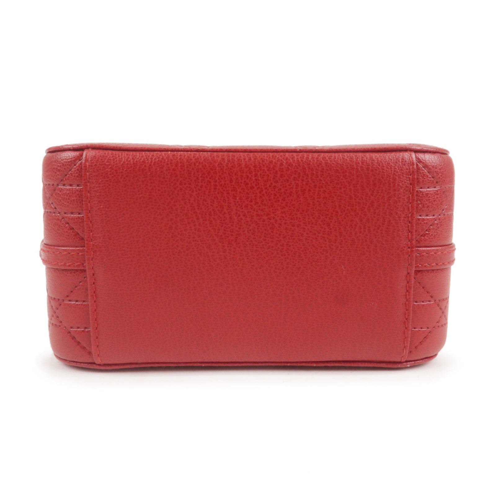 Christian D1OR Cannage Leather Vanity Bag Hand Bag Red
