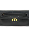 Christian D1OR Caro Leather 2Way Chain Shoulder Clutch Bag Black