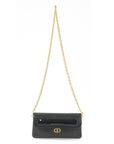 Christian D1OR Caro Leather 2Way Chain Shoulder Clutch Bag Black