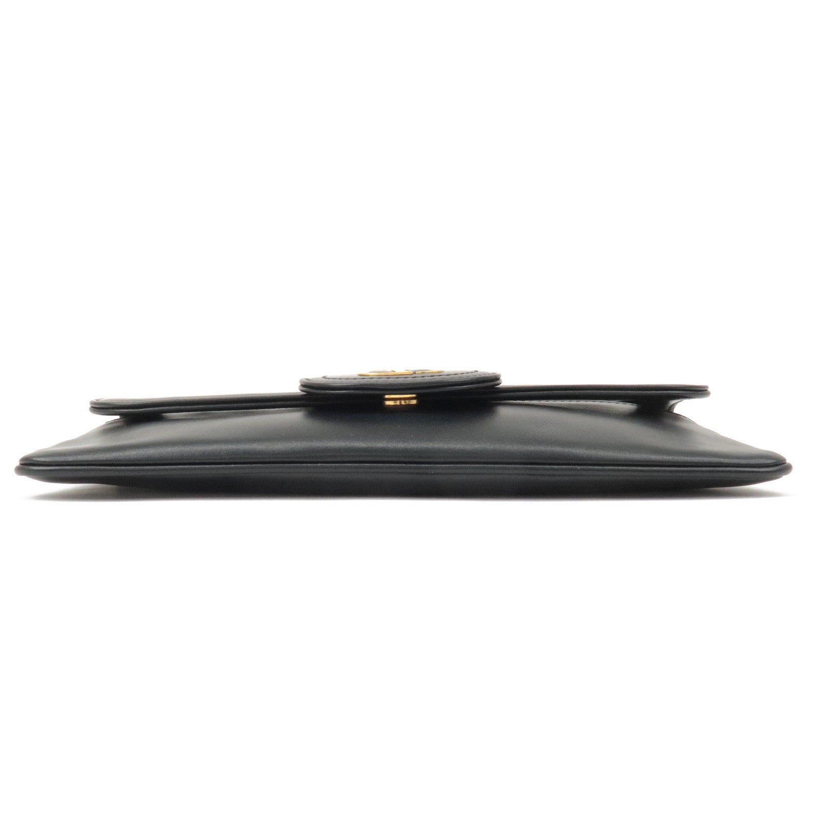 Christian D1OR Caro Leather 2Way Chain Shoulder Clutch Bag Black