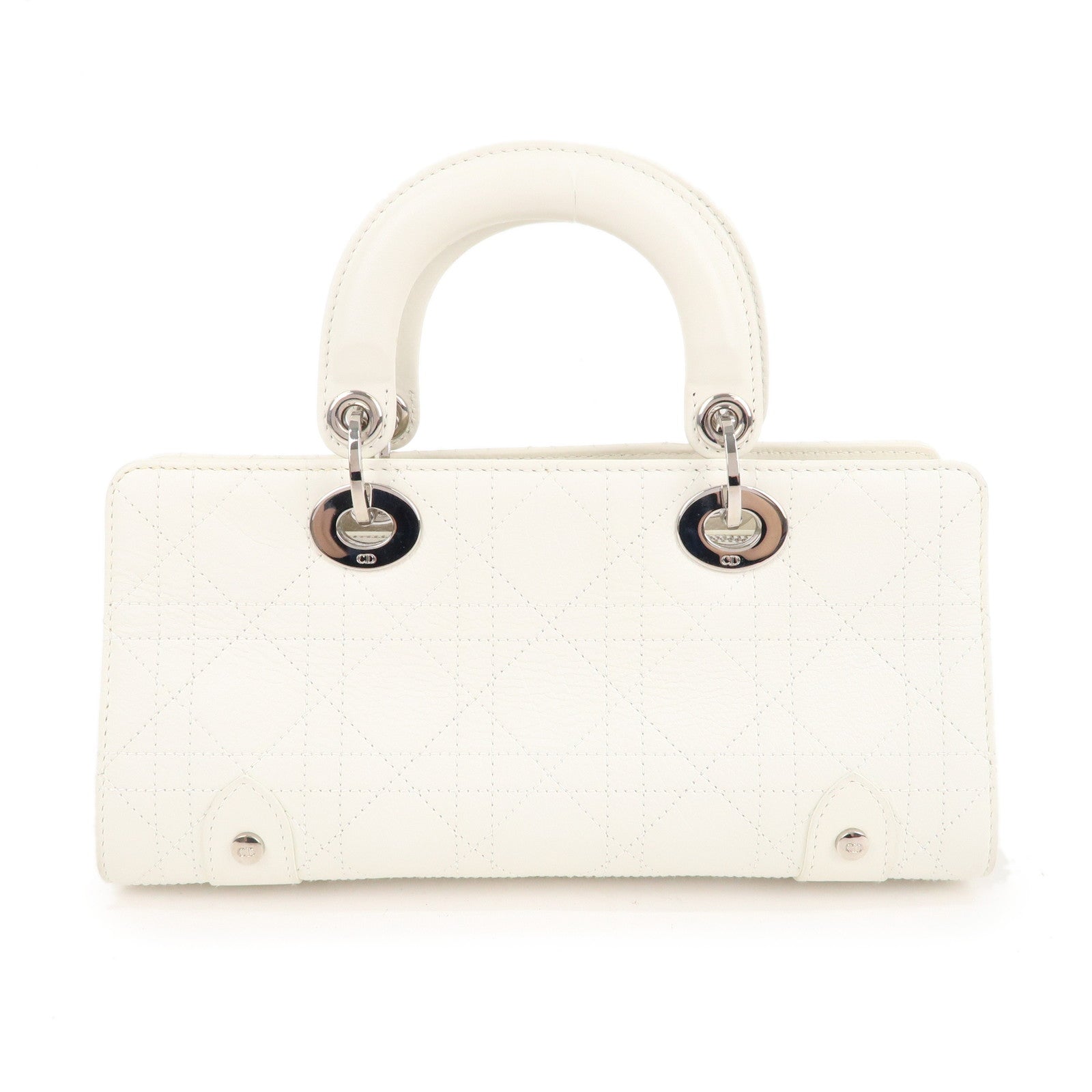 Christian D1OR Cannage Leather Hand Bag Small Bag White