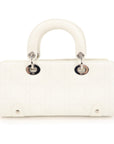 Christian D1OR Cannage Leather Hand Bag Small Bag White