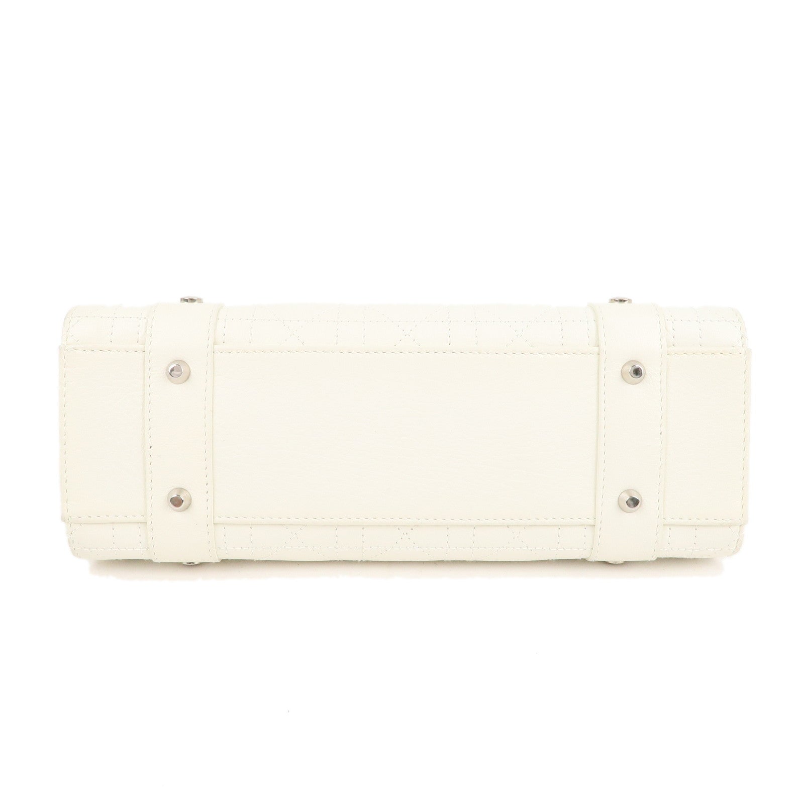 Christian D1OR Cannage Leather Hand Bag Small Bag White