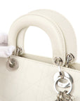 Christian D1OR Cannage Leather Hand Bag Small Bag White