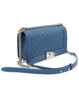 A67086 Blue Caviar Silver Boy Medium Flap Shoulder Bag No 29 CH