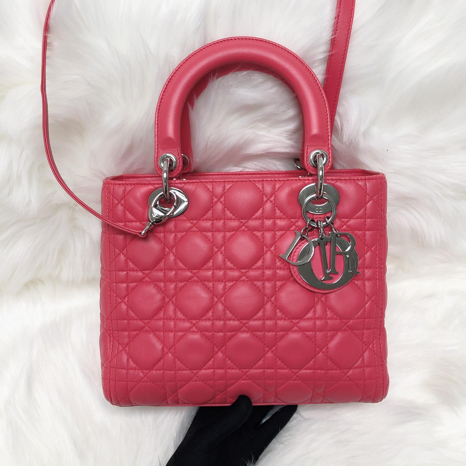 Cannage Lambskin Lady D1OR Medium in Red