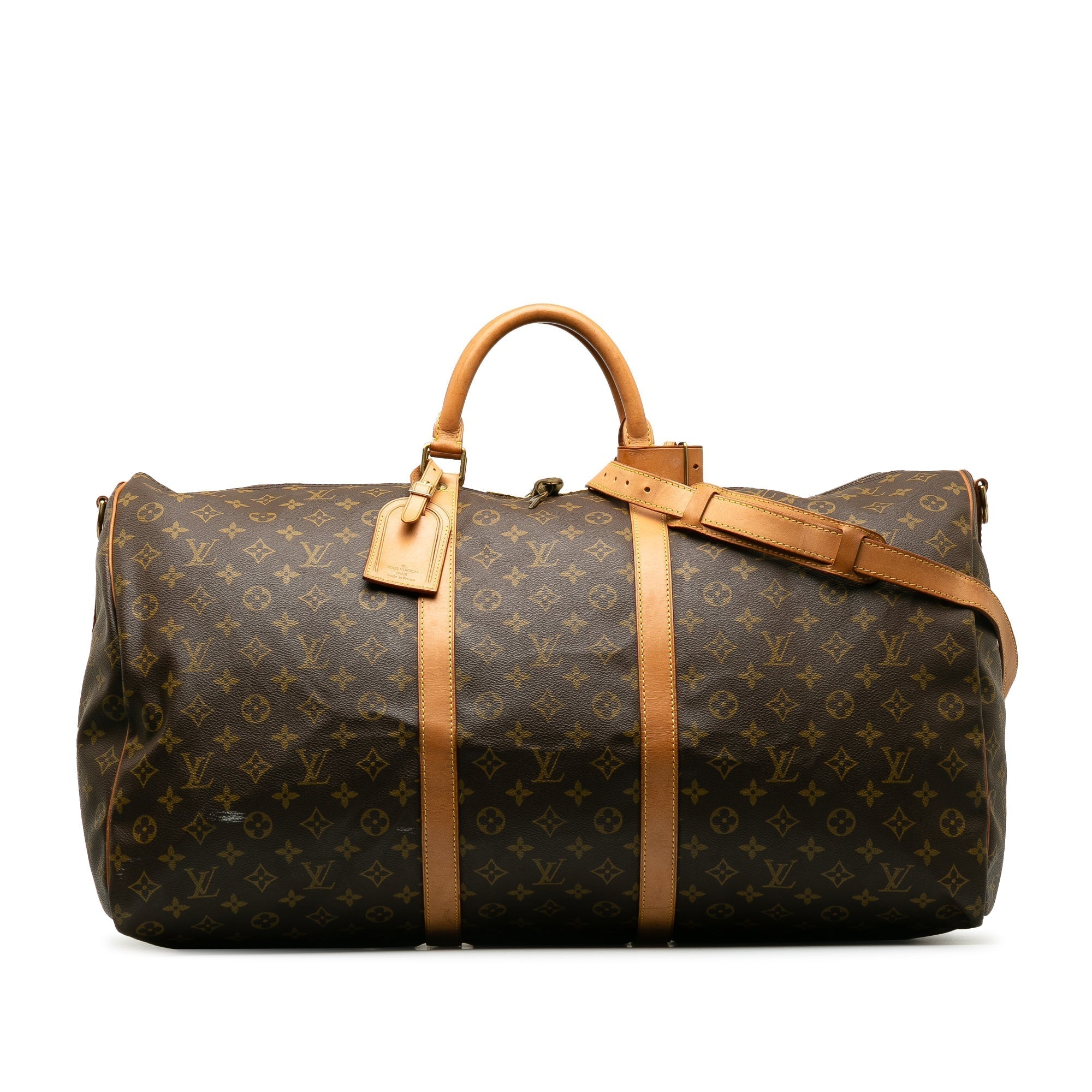 Brown LV Monogram Keepall Bandouliere 60 Travel Bag