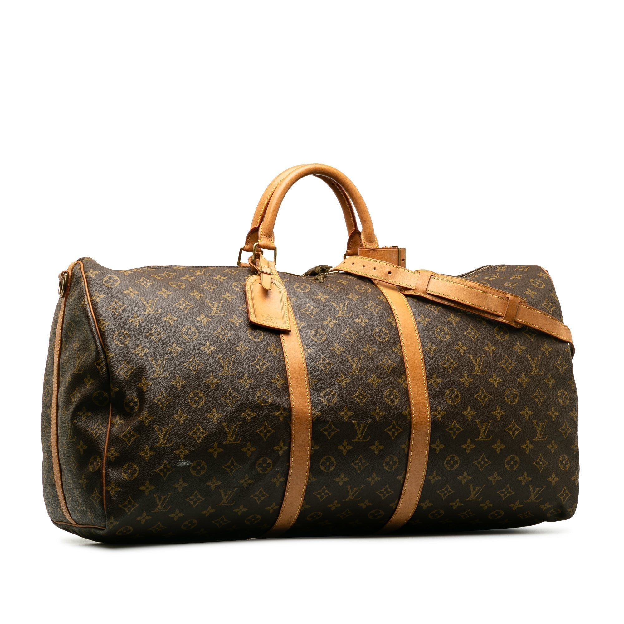 Brown LV Monogram Keepall Bandouliere 60 Travel Bag