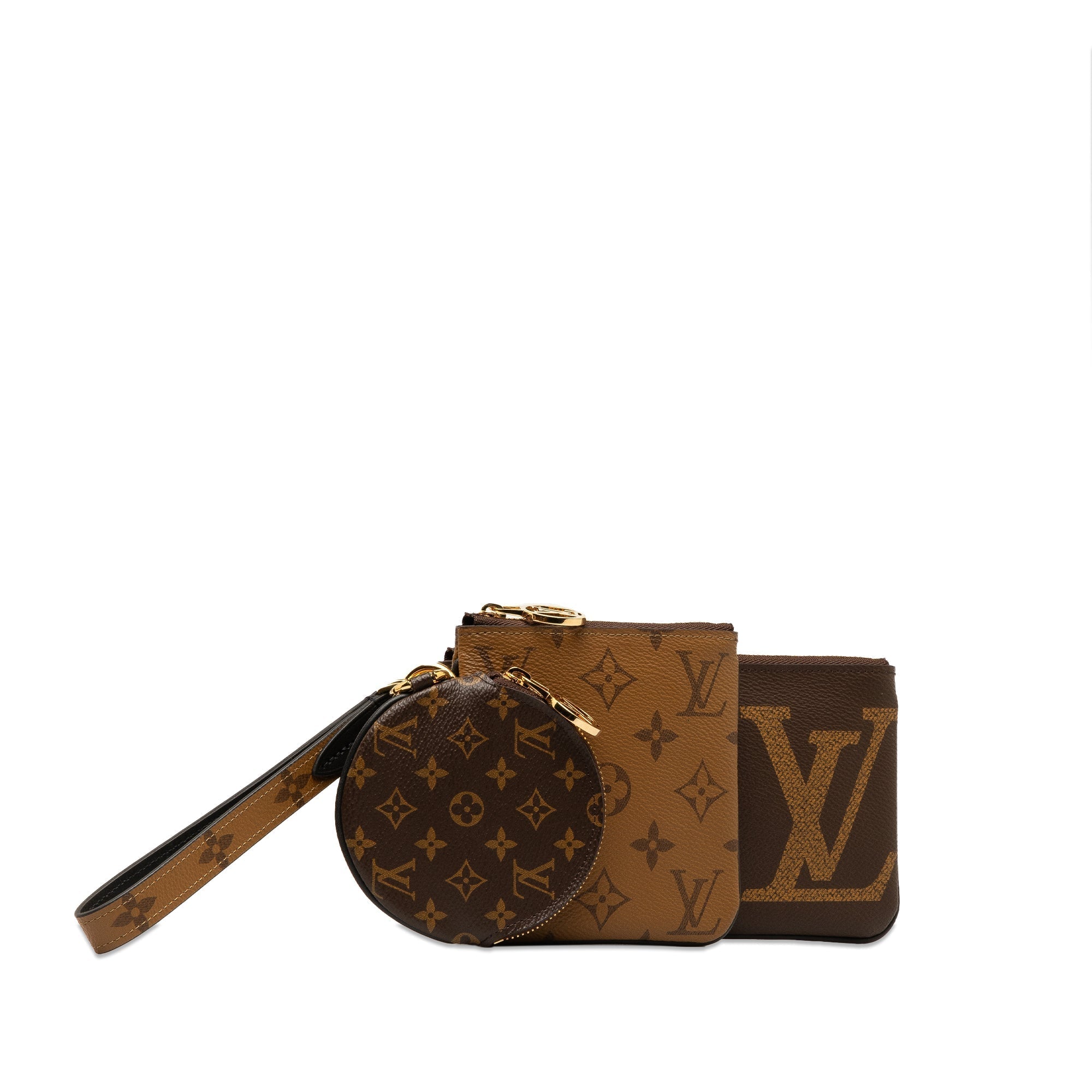 Brown LV Monogram Reverse Giant Trio Pouch