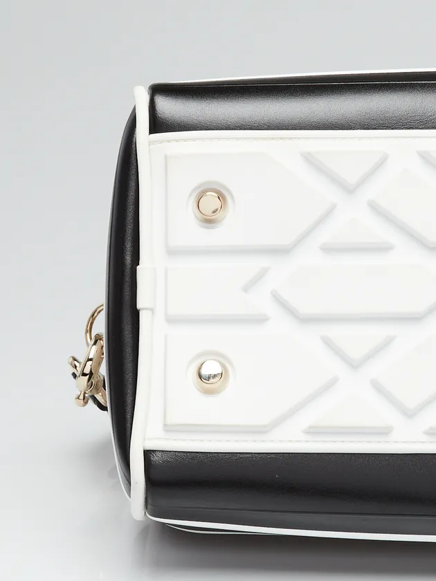 CHRISTIAN D1OR Black/White Quilted Leather Mini Vibe Bowling Bag