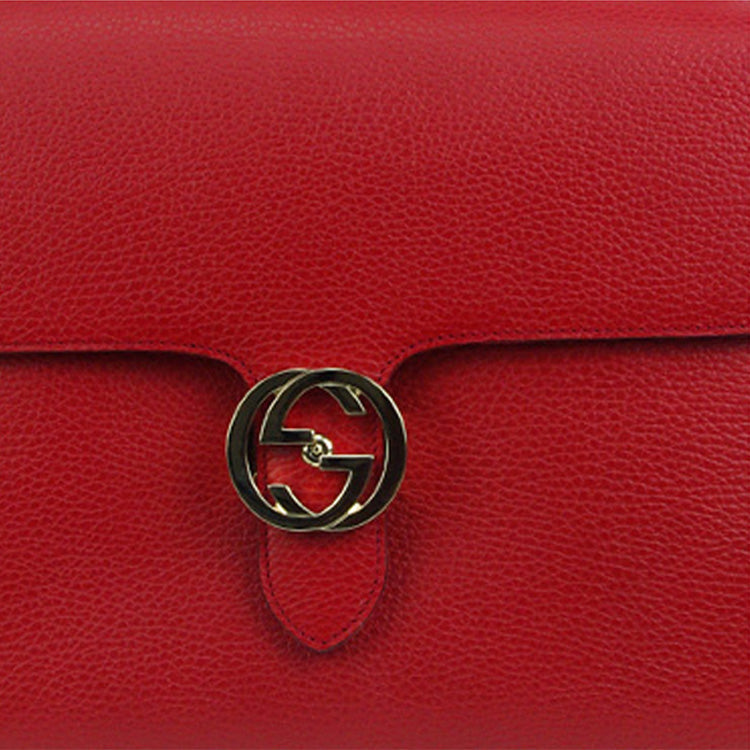 (WMNS) GCCI Double G Buckle Leather Messenger Bag Chain Large Red Handbag 510306-CAO0G-6420