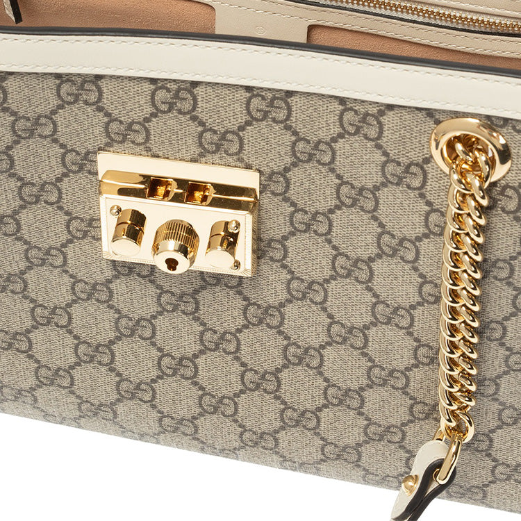 (WMNS) GCCI Padlock Middle-Sized BackBag White/Brown 479197-KHNKG-9761