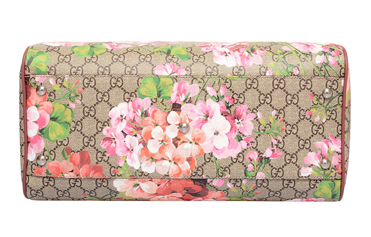 (WMNS) GCCI GG Blooms Logo Printing Canvas Boston Ebony / Pink Handbag 409527-KU2IN-8693